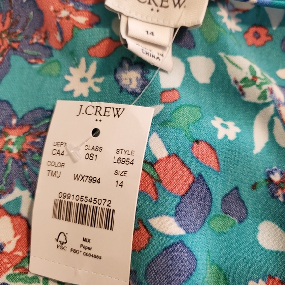 NWT J. CREW Floral Print Wrap Dress Size Missy 14, Colorful, Flutter Sleeves - Picture 6 of 9